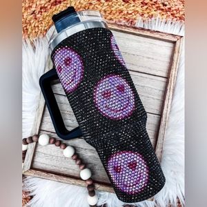 Black Smiley Rhinestone Tumbler